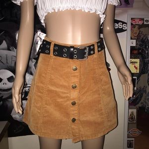 Button Up Tan Corduroy Skirt